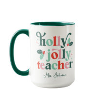 Holly Jolly Teache Retro Holiday Mok