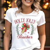 Holly Jolly Teacher Coquette Kerstmis Tri-Blend Shirt