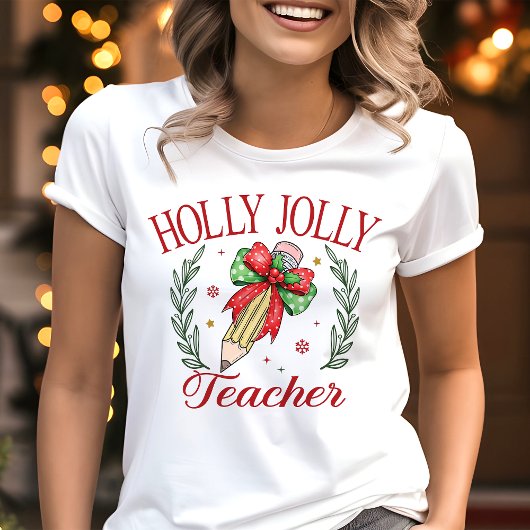 Holly Jolly Teacher Coquette Kerstmis Tri-Blend Shirt