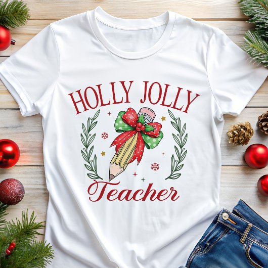 Holly Jolly Teacher Coquette Kerstmis Tri-Blend Shirt