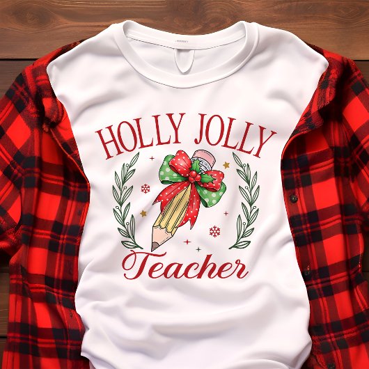 Holly Jolly Teacher Coquette Kerstmis Tri-Blend Shirt
