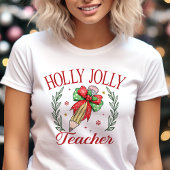 Holly Jolly Teacher Coquette Kerstmis Tri-Blend Shirt