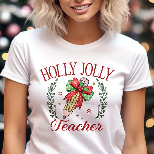 Holly Jolly Teacher Coquette Kerstmis Tri-Blend Shirt