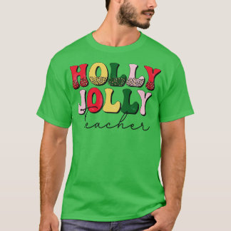 Holly Jolly Teacher Retro Kerstcadeau voor Teach T-shirt