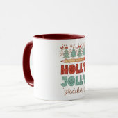 Holly Jolly Teacher Retro Kerstmis Mok (Voorkant links)