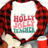 Holly Jolly Teacher Retro Kerstmis Tri-Blend Shirt