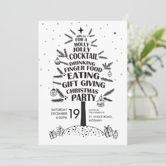 Holly Jolly Tree-kerstfeestdag Kaart (Staand voorkant)