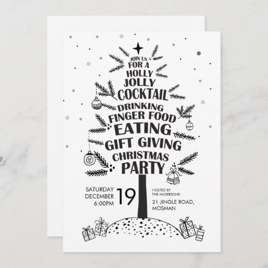 Holly Jolly Tree-kerstfeestdag Kaart (Voorkant / Achterkant)