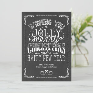  Holly Jolly Typografie kerstfoto Feestdagenkaart