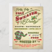 Holly Jolly Ugly Sweater Holiday Party Invitation Kaart (Voorkant)