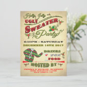 Holly Jolly Ugly Sweater Holiday Party Invitation Kaart (Staand voorkant)
