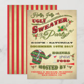 Holly Jolly Ugly Sweater Holiday Party Invitation Kaart (Voorkant / Achterkant)