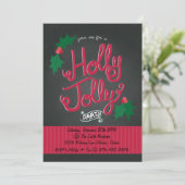 Holly Jolly Uitnodiging voor kerstfeestdagen (Staand voorkant)