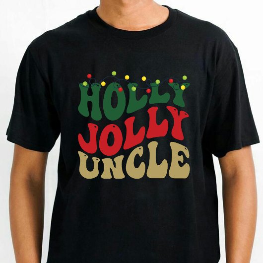 Holly Jolly Uncle Christmas Groovy Zwart T-shirt