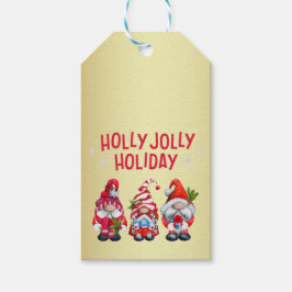 Holly Jolly Vakantie Gnomen Whimsical Kerstmis Cadeaulabel