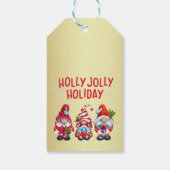Holly Jolly Vakantie Gnomen Whimsical Kerstmis Cadeaulabel (Achterkant)