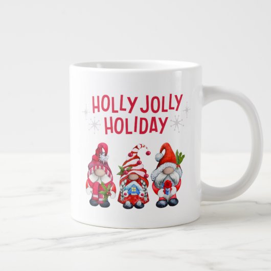 Holly Jolly Vakantie Gnomen Whimsical Kerstmis Grote Koffiekop (Rechts)