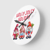 Holly Jolly Vakantie Gnomen Whimsical Kerstmis Ronde Klok (Hoek)