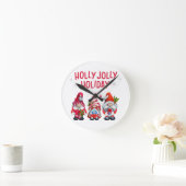 Holly Jolly Vakantie Gnomen Whimsical Kerstmis Ronde Klok (Huis)