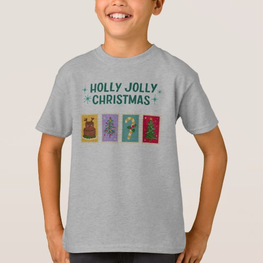 Holly Jolly Vakantie Kerstmis Kinder Shirt (Voorkant)