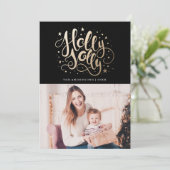 Holly Jolly | Vakantieknopkaart Feestdagenkaart (Staand voorkant)
