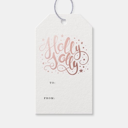 Holly Jolly | Vakantiestische Labels Cadeaulabel (Voorkant)