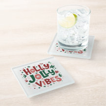 Holly Jolly Vibes Christmas Onderzetter