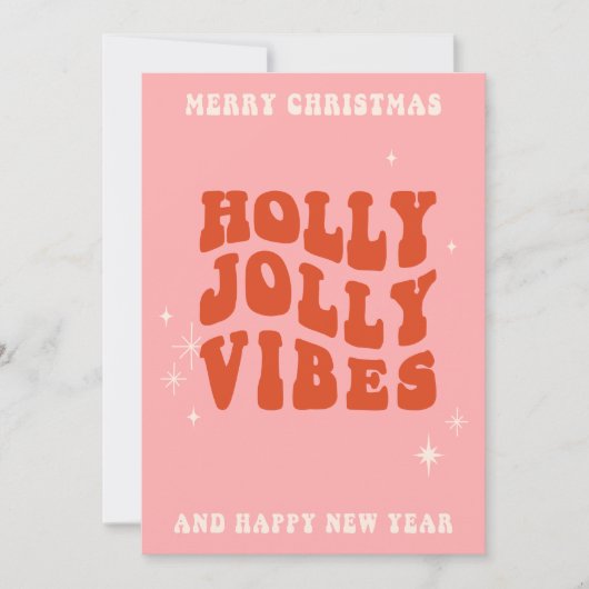 Holly Jolly Vibes - Een vrolijk vakantiebericht Feestdagenkaart (Voorkant)