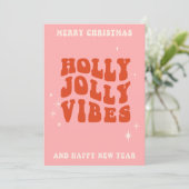 Holly Jolly Vibes - Een vrolijk vakantiebericht Feestdagenkaart (Staand voorkant)