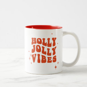 Holly Jolly Vibes - Een vrolijk vakantiebericht Tweekleurige Koffiemok
