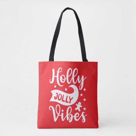 Holly Jolly Vibes feestelijk rood Tote Bag (Voorkant)