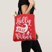 Holly Jolly Vibes feestelijk rood Tote Bag (Dichtbij)