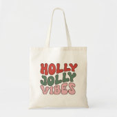 Holly Jolly Vibes | Groovy Retro Christmas Tote Bag (Voorkant)