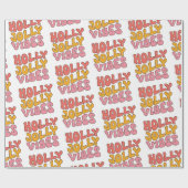 Holly Jolly Vibes Groovy Retro Kerstmis Cadeaupapier (Vlak)