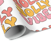 Holly Jolly Vibes Groovy Retro Kerstmis Cadeaupapier (Rol Hoek)