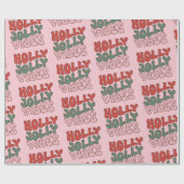 Holly Jolly Vibes Groovy Retro Kerstmis Cadeaupapier (Vlak)