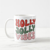 Holly Jolly Vibes Groovy Retro Kerstmis Koffiemok (Links)