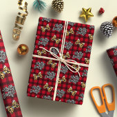 Holly Jolly Vibes Red Plaid Patroon Kerstmis Cadeaupapier