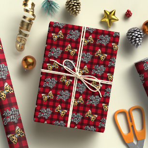 Holly Jolly Vibes Red Plaid Patroon Kerstmis Cadeaupapier