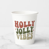 Holly Jolly Vibes Retro 1960 kerstavond Papieren Bekers (Achterkant)