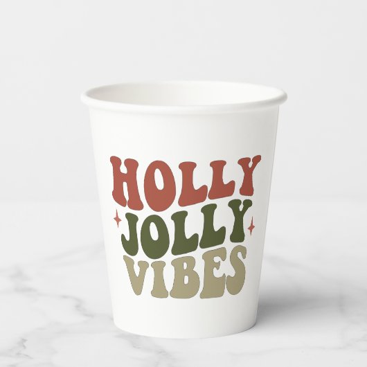 Holly Jolly Vibes Retro 1960 kerstavond Papieren Bekers (Achterkant)