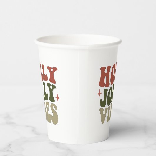 Holly Jolly Vibes Retro 1960 kerstavond Papieren Bekers (Rechts)
