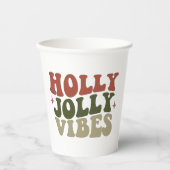 Holly Jolly Vibes Retro 1960 kerstavond Papieren Bekers (Voorkant)