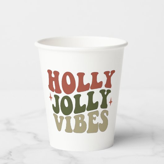 Holly Jolly Vibes Retro 1960 kerstavond Papieren Bekers (Voorkant)