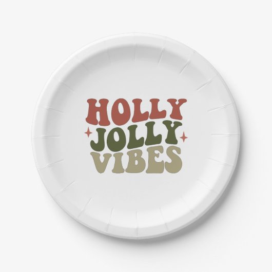 Holly Jolly Vibes Retro 1960 kerstavond Papieren Bordje (Voorkant)