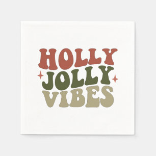 Holly Jolly Vibes Retro 1960 kerstavond Servet