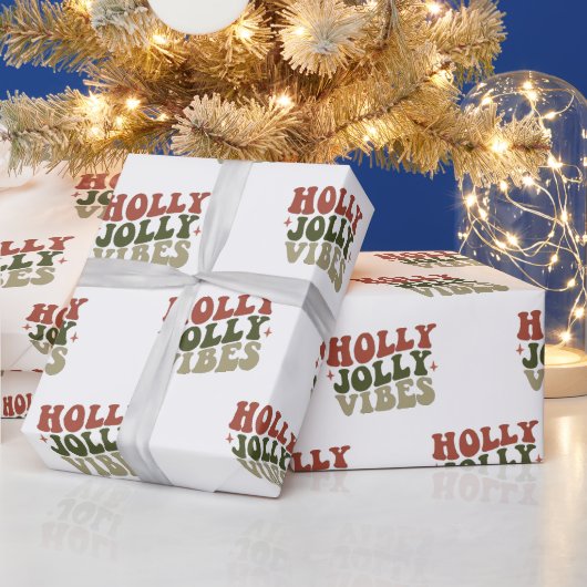 Holly Jolly Vibes Retro 1960 kerstcadeau Cadeaupapier (Feestdagen)