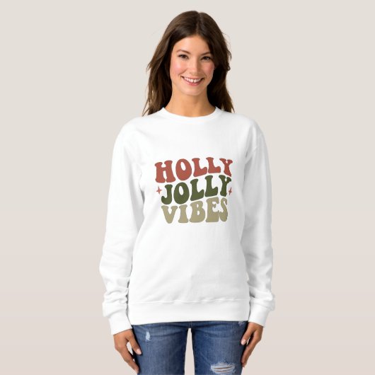 Holly Jolly Vibes Retro 1960 kerstcadeau Trui (Voorkant volledig)