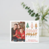 Holly Jolly Vibes retro chique kerst foto Feestdagenkaart (Staand voorkant)
