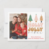 Holly Jolly Vibes retro chique kerst foto Feestdagenkaart (Voorkant)